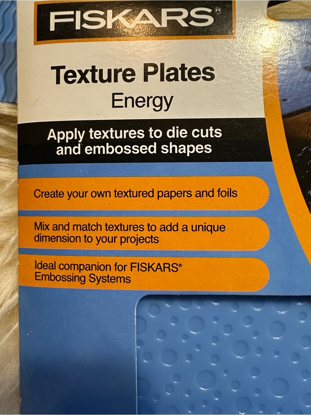 Fiskars Embossing System Texture Plates - ‘Energy’ and ‘Spirit’ Packs